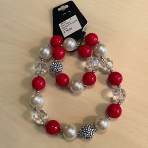 New Boutique Red Sparkle Beaded Kids Necklace
